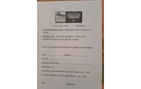 cotisations 2023-2024